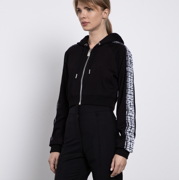 NWOT GIVENCHY BLACK  4G CHITO EDITION TAG CROPPED ZIP HOODIE - Picture 1 of 16